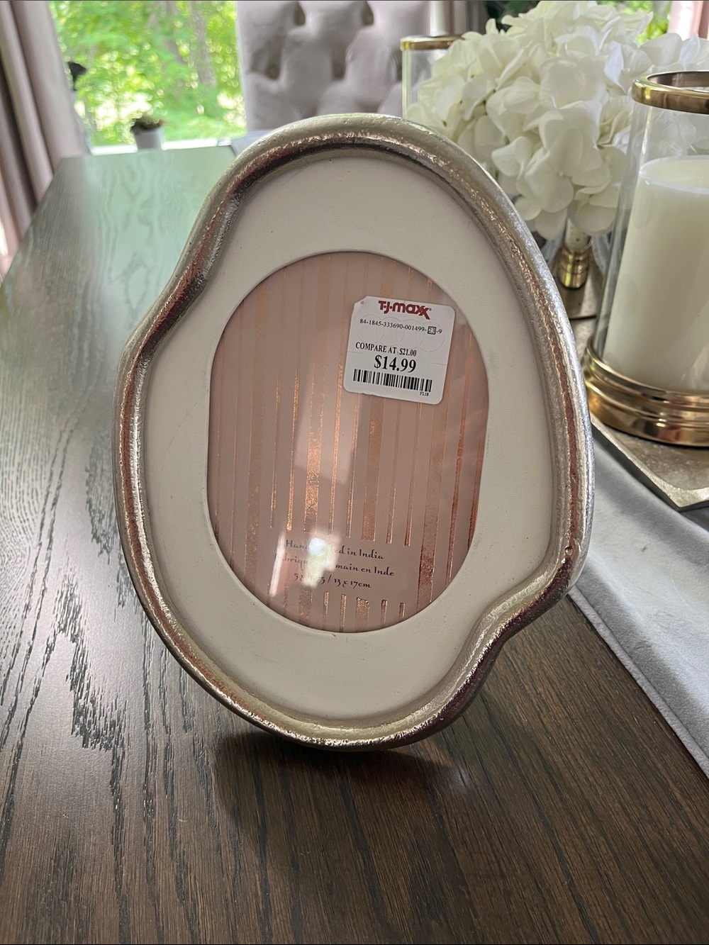 Paragon handcrafted in India metallic silver tabletop picture frame 5 x 6.75